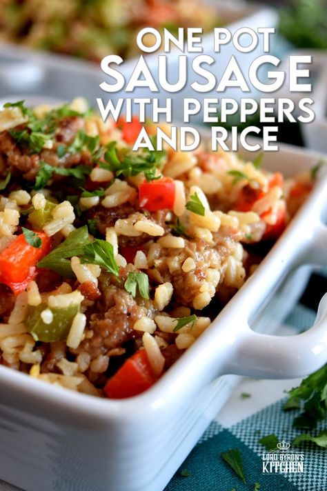 Peppers And Rice, Instant Rice Recipes, One Pot Sausage, Sausage And Rice Casserole, Ground Sausage Recipes, Sausage Peppers And Onions, Sausage Recipes For Dinner, Sausage Rice, Sausage Peppers