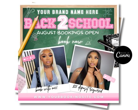 Back 2 School Flyer , DIY Back to School Flyer, Editable Back to School Flyer, Hair , Nails, Makeup Lash Flyer by richbabeco on Etsy Back To School Flyer Design Ideas, Back 2 School Flyer, Back To School Flyer Design, Back To School Hair Flyer, Back To School Flyer, Lash Flyer, School Flyer, Sleek Ponytail Hairstyles, Diy Back To School