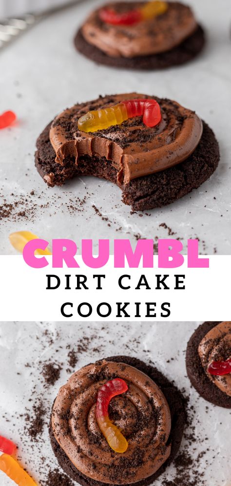 Smash Cookie Recipe, Dirt Cake Cookies, Chocolate Dirt Cake, Copycat Desserts, Palatable Life, Chocolate Dirt, Crumbl Copycat, Crumble Cookie Recipe, Crushed Oreo