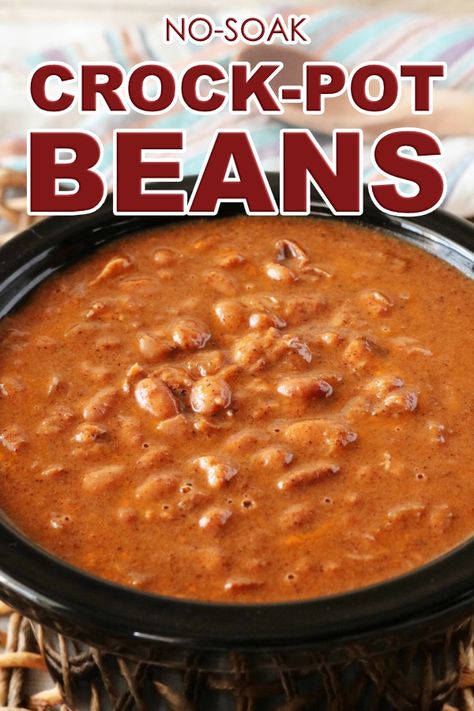 Crock Pot Beans, Slow Cooker Pinto Beans, Beans Recipe Crockpot, Pot Beans, Beans In Crockpot, Slow Cooker Beans, Pinto Bean Recipes, How To Soak Beans, Comfort Food Recipes Dinners