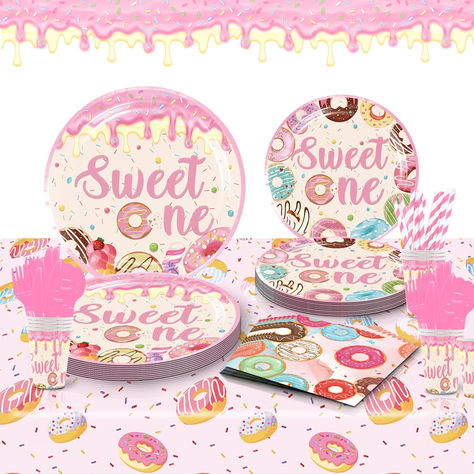 Two Sweet Birthday Party, Sweet One Party, Donut Birthday Party, Donut Birthday, Two Sweet, 1 Birthday, Table Cover, Birthday Party Supplies, Year Old