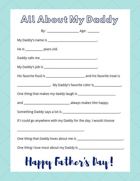 All About My Dad: Printable Father's Day Interview Questions for Kids - Live Well Play Together Fathers Day Questionnaire, All About My Dad, Dad Printable, Kids Questions, Father's Day Activities, Father's Day Printable, Family Projects, Dads Favorite, Diy Father's Day Gifts