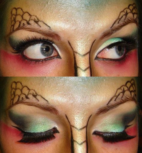 Dragon makeup Roll Eyes, Shrek Costumes, Shrek Dragon, Shrek Jr, Dragon Makeup, Half Dragon, Lady Makeup, Fruit Costumes, Dragon Halloween