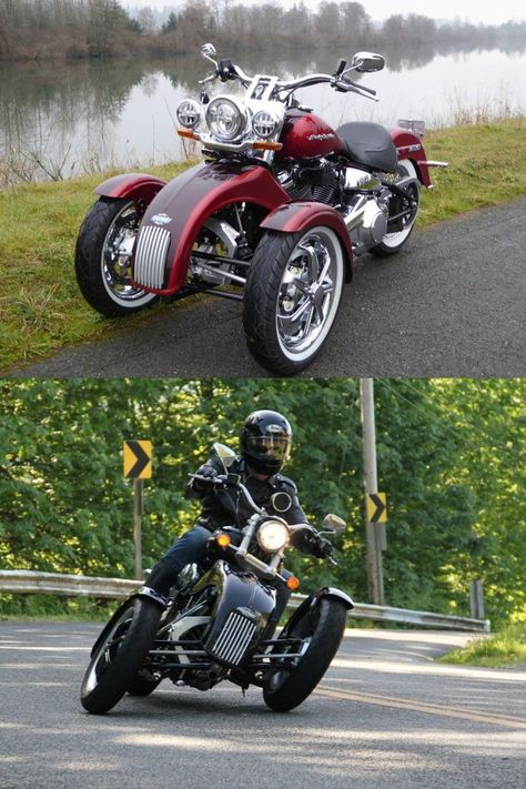 The three-wheel motorcycle conversion that lets you lean Motorcycle Trike Kits, 3 Wheel Motorcycle, Trike Kits, Three Wheel Motorcycles, The Third Wheel, Harley Davidson Trike, Reverse Trike, Trike Motorcycle, Motor Works