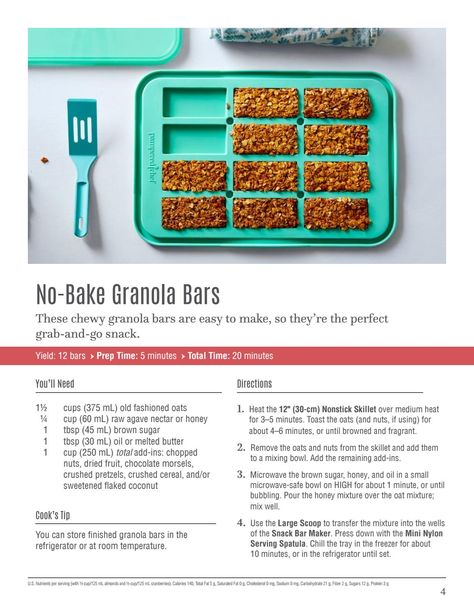 Homemade Snack Bars, Bake Granola Bars, Snack Bar Recipes, Epicure Recipes, No Bake Granola Bars, Pampered Chef Party, Chef Party, Chewy Granola Bars, Baked Granola