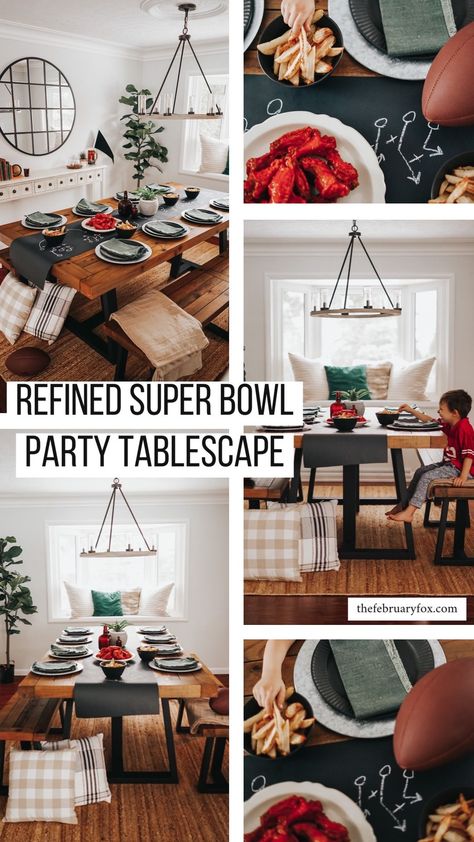 Homemade Chandelier, Super Bowl Decorations, Super Bowl Football, Party Tablescapes, Bowl Game, Super Bowl Party, Game Table, Football Party, Superbowl Party