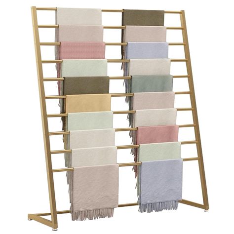 PRICES MAY VARY. 【METAL FRAME】: Freestanding scarf rack is made of metal Steel, eco-friendly painted surface, not easy to fade, scratch resistant, delicate and bright, will not scratch your precious scarves and scarves. 【HARDWARE FOOT MATS】: There are hardware feet at the bottom of the Hijab organiser, which are non-slip and wear-resistant, and won't damage the floor. 【SPACE EFFICIENT】: This leaning scarf hanger with ten bars, maximum storage of clothes while saving space, Make your closet styli Scarf Rack, Scarf Display, Blanket Rack, Scarf Storage, Wrapping Paper Storage, Scarf Holder, Pants Rack, Scarf Hanger, Tie Rack