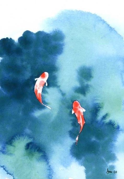 Kunst Inspo, Watercolor Paintings Easy, Animale Rare, Seni Cat Air, 수채화 그림, Lukisan Cat Air, Arte Inspo, Easy Watercolor, Koi Pond