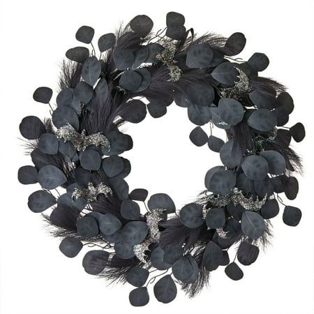 Black Fall Decor, Bat Wreath, Pampas Wreath, Black Halloween Wreath, Halloween Entryway, Halloween Hanging Decorations, Red Rose Wreath, Halloween Door Wreaths, Halloween Party Night