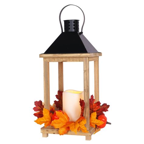 PRICES MAY VARY. ATTENTION PLEASE: The lantern has no glass. And the wreath should be placed at the base of the lantern. 🍁【THANKSGIVING LANTERN DECORATIONS FOR HOME】: NEEDOMO Fall wood farmhouse lanterns are a sure way to bring a touch of rustic charm to any room while creating a warm glow that feels like this home. A must-have for your holiday decoration collection for year-round use. The package contains a lantern, LED candle and fall wreath. Put the wreath around the lantern and turn on the Fall Lanterns Lowe's, Wreath With Lanterns, Large Candle Lanterns, Wooden Candle Lanterns, Fall Decorations For Home, Outdoor Thanksgiving, Window Sill Decor, Fall Lantern, Hanging Candle Holder