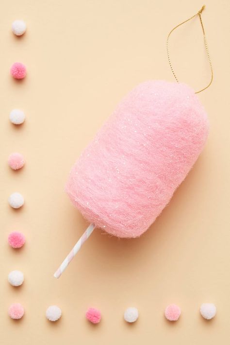 Diy Cotton Candy, Creative Birthday Ideas, Tin Ornaments, Candy Ornaments, Birthday Ideas For Her, Candy Floss, Bell Ornaments, Pink Cotton Candy, Diy Valentines Gifts