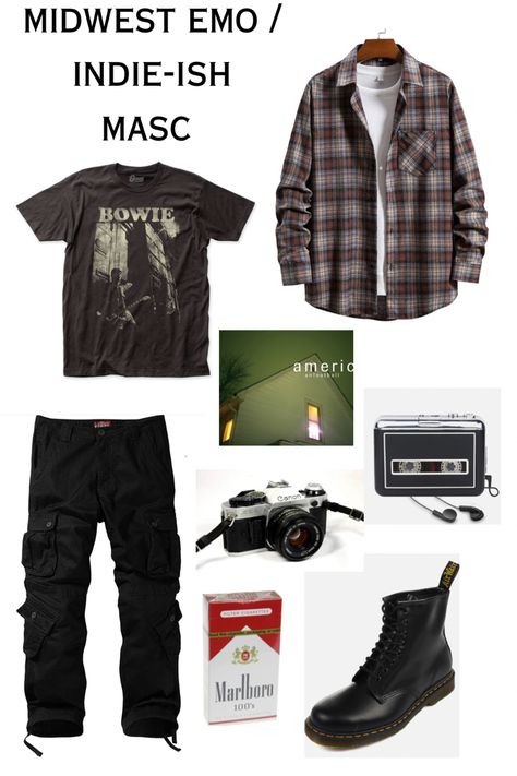 Mid West Emo Fashion, Grunge Outfit Board Men, Indie Punk Outfits Men, Men’s Midwest Fashion, Midwest Emo Aesthetic Fashion, Men’s Grunge Style, Emo Flannel Outfits, Midwest Emo Aesthetic Outfit Men, Outfit Boards Grunge