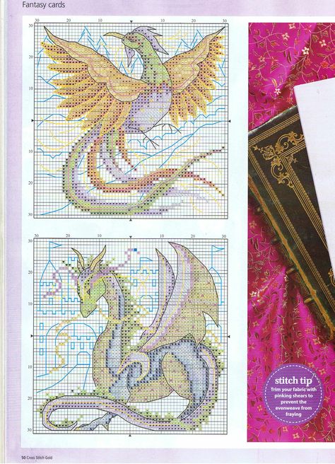 Myth & Magic 1 Fantasy Embroidery, Dragon Cross Stitch, Cross Stitch Fairy, Fantasy Cross Stitch, Dragon Phoenix, Pola Kristik, Cross Stitch Bookmarks, Beaded Cross Stitch, Cross Stitch Cards