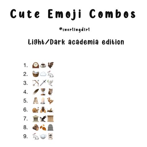 Emoji Combos Ethereal Emoji Combos, Dark Academia Bio Instagram, Dark Academia Emojis Combo, Gothic Emoji Combos, Aesthetic Brown Emoji Combos, Recently Used Emojis, Emoji Combos Aesthetic Instagram Bio, Indian Aesthetic Emoji Combo, Western Emojis Combos