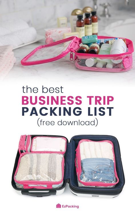 | How to Pack for a Business Trip | Going on a work trip or conference? You’ll need this FREE Printable Business Trip Packing List before you go. So you’ll pack the essentials and look good and feel good with work appropriate outfits! We also shared our favorite packing hack when you travel for work all the time, it’s these… #businesstrip #worktravel #businesstravelers #packinglist #freeprintable Work Travel Packing, Work Trip Packing List, Business Trip Packing List, Appropriate Outfits, Business Trip Packing, Travel For Work, Work Appropriate Outfits, Trip Packing List, Trip Packing