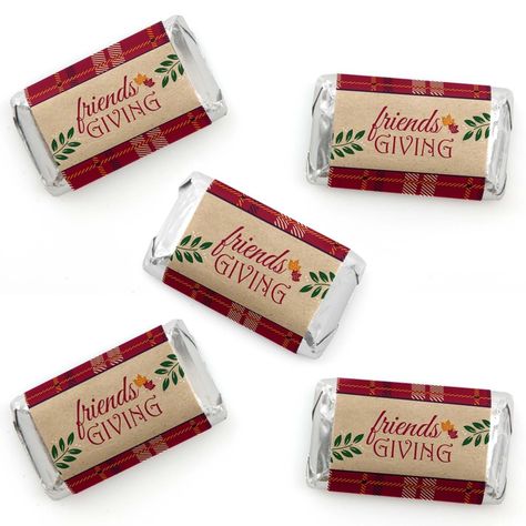 Friends Thanksgiving Feast Mini Candy Bar Wrappers INCLUDES 40 candy stickers, perfect for styling an adorable fall Friendsgiving candy buffet or unique fall friends thanksgiving party favors. Friends Thanksgiving Feast mini candy bar wrappers MEASURE 1.25" wide x 2.75" high and will quickly add a personal touch to all your sweet treats. It is easy to wrap Miniature candy bars with these cute Friends Thanksgiving Feast stickers! EASY PARTY DECORATIONS: Friends Thanksgiving Feast mini candy bar s Thanksgiving Party Favors, Thanksgiving Party Decorations, Easy Party Decorations, Holiday Party Themes, Friendsgiving Party, Friends Thanksgiving, Candy Bar Labels, Candy Stickers, Thanksgiving Theme