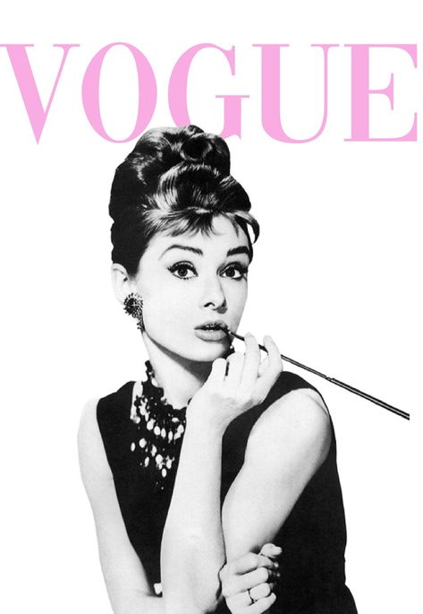 Pink Poster Aesthetic Vintage, Audrey Hepburn Aesthetic Pink, Pink Bedroom Posters, Pink Magazine Covers, Vouge Poster Prints, Vogue Audrey Hepburn, Quotes Gossip Girl, Blair Gossip Girl, Audrey Hepburn Wallpaper