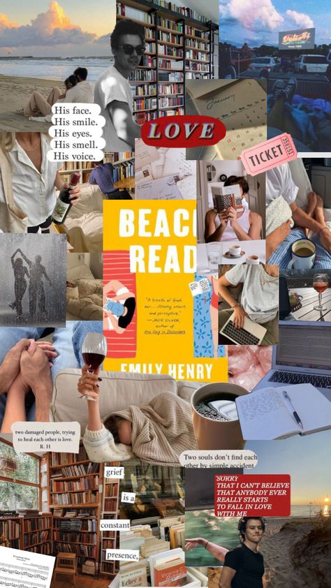 Beach Read Characters, Beach Read Fanart, Beach Read Emily Henry Fan Art, The Beach Read, Beach Read Wallpaper, Book Aesthetics, Summer Romance Book Aesthetic, Beach Reads, Books And Beach Aesthetic