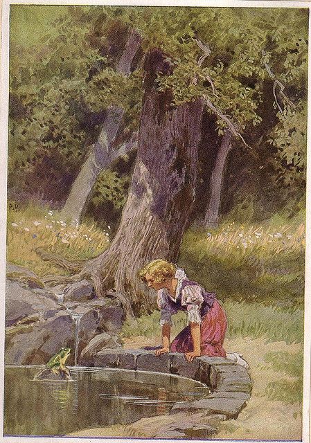 Moritz Von Schwind, The Frog Prince, Grimm Fairy Tales, Frog Prince, Fairytale Illustration, Vintage Fairies, A Frog, Fairytale Art, Childrens Stories