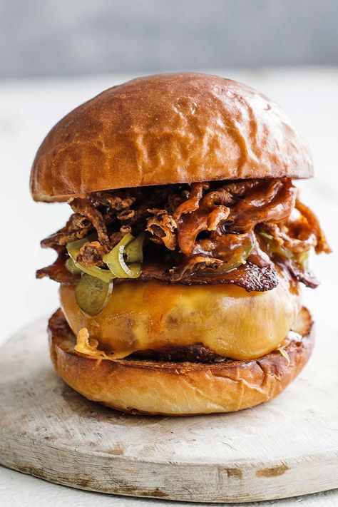 Cowboy Burger Recipe, Sandwich Photography, American Cuisine Recipes, Cowboy Burger, Meat Loaves, Chef Billy Parisi, Billy Parisi, Classic Burger, Cheeseburger Recipe