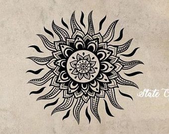 Sun Mandala Tattoo Design, Sun Mandala Tattoo, Sun Mandala Design, Mandala Sun Tattoo, Tattoo Sonne, Mandala Sun, Art Decor Bedroom, Sun Sticker, Sun Mandala