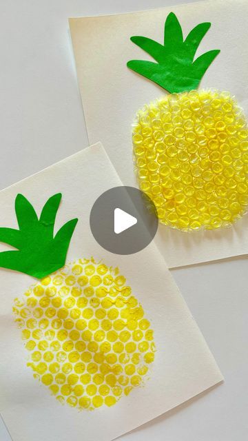 Bubble Wrap Crafts Preschool, Messy Art For Preschoolers, Pineapple Craft Preschool, Pineapple Crafts For Kids, Bubble Wrap Crafts, Bubble Wrap Art, Pineapple Crafts, Pineapple Painting, Early Childhood Educator