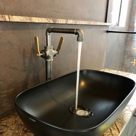 Industrial Faucet Bathroom, Industrial Taps, Rustic Faucets, Down Aesthetic, Industrial Sink, Industrial Faucet, Design Psychology, Industrial Style Bathroom, Watermark Design