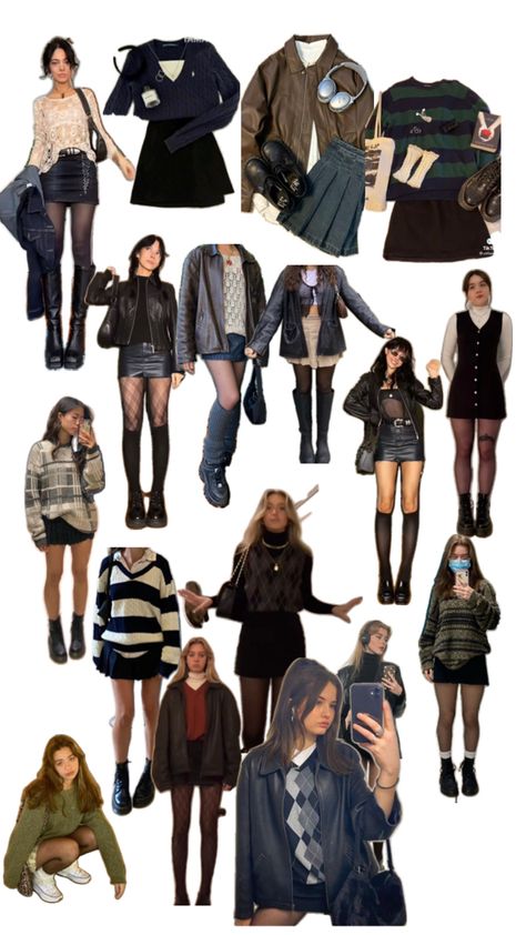 Collage Outfits For Fall, Winter Fashion Outfits Grunge, Old Money Grunge Aesthetic, Grunge Outfit For School, Warm Fall Outfits Women, Names Of Different Styles Fashion, Cute Downtown Outfits Summer, Fall Fits Grunge, City Core Outfits