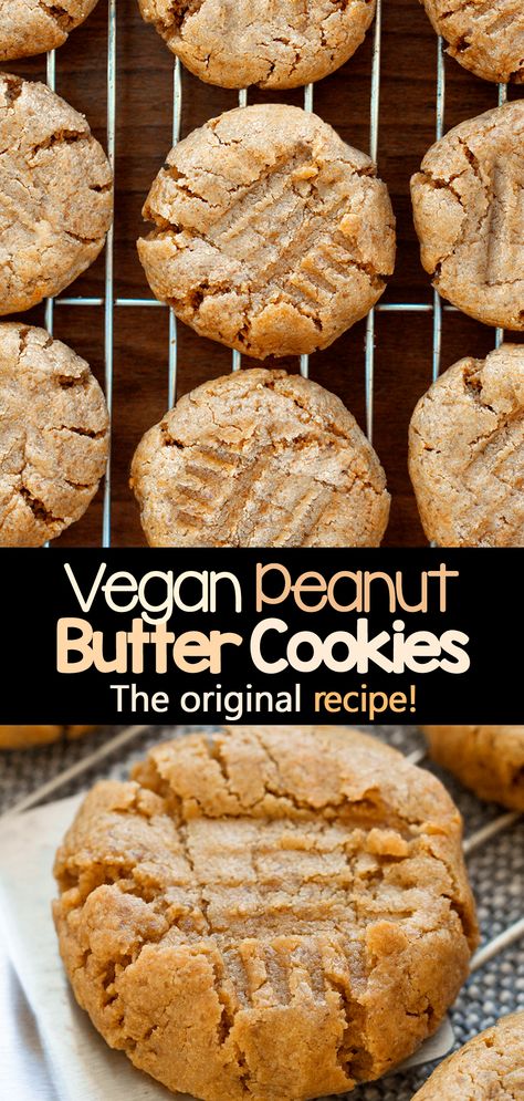 The Original Vegan Peanut Butter Cookie Recipe Chickpea Chocolate Chip Cookies, Gluten Free Peanut Butter Cookies, Flourless Peanut Butter Cookies, Vegan Peanut Butter Cookies, Best Peanut Butter Cookies, Cookies Healthy, Cookies Gluten Free, Gluten Free Peanut Butter, Peanut Butter Chocolate Chip Cookies