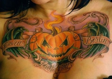 Corey Miller pumpkin chest piece Halloween Chest Tattoo, I Love Horror Movies, Halloween Tattoo Flash, I Love Horror, Corey Miller, Pumpkin Tattoo, Tattoo Collection, Artists And Models, Badass Tattoos