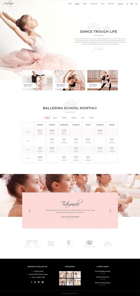 Ballet Logo, Dance Studio Design, Modern Ballet, 1million Dance Studio, Dance Logo, Dance Studios, Ballet Studio, Ballet School, Theme Wordpress