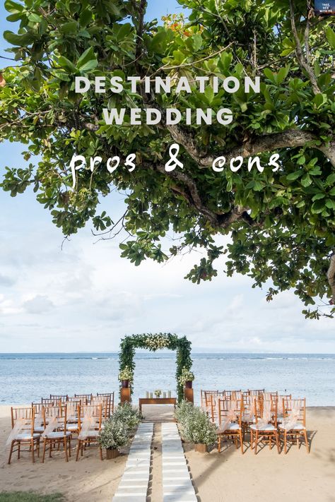 Pros & Cons of Destination Weddings #travel #destinationweddings https://takeoffwithme.com/pros-and-cons-of-destination-weddings/ Destination Wedding Packing List, 50 Wedding Anniversary Centerpieces, Indian Beach Wedding, Wedding Aisles, Rustic Beach Wedding, Simple Beach Wedding, Bridal Alterations, Wedding Night Lingerie, Custom Wedding Gown