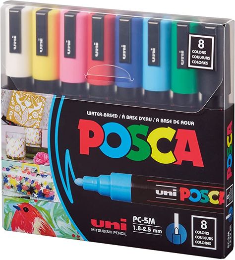 Amazon.com: POSCA 8-Color Paint Marker Set, PC-5M Medium : Everything Else Marker Kunst, Posca Paint Markers, Posca Pens, Paint Marker Pen, Posca Marker, Posca Art, Acrylic Paint Pens, Marker Set, Acrylic Craft Paint