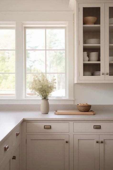 Kitchen Cabinets Edgecomb Gray, Perfect Greige Sherwin Williams Cabinets, Edgecomb Gray Benjamin Moore Cabinets, Light Gray Cabinets Kitchen, Edgecomb Gray Cabinets, Best Sherwin Williams Paint, Greige Kitchen Cabinets, Best Greige, Dark Kitchens