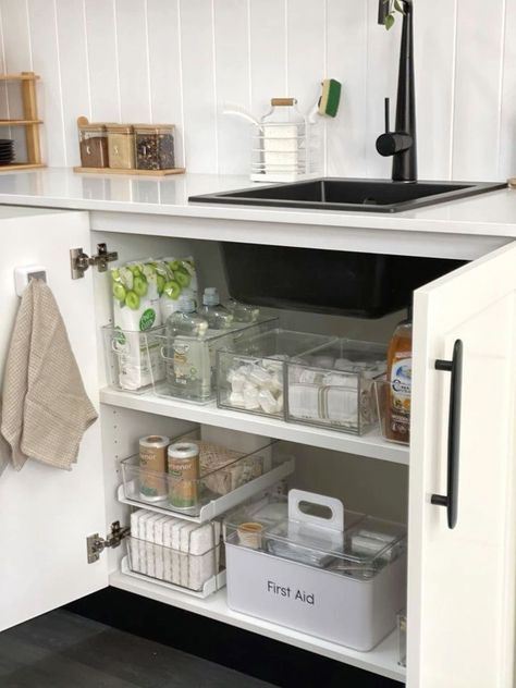 Under Sink Drawer, Organized Kitchen, Kabinet Dapur, House Organisation, تصميم للمنزل العصري, Under Sink Organization, Kitchen Organisation, Sink Organizer, Apartment Decor Inspiration