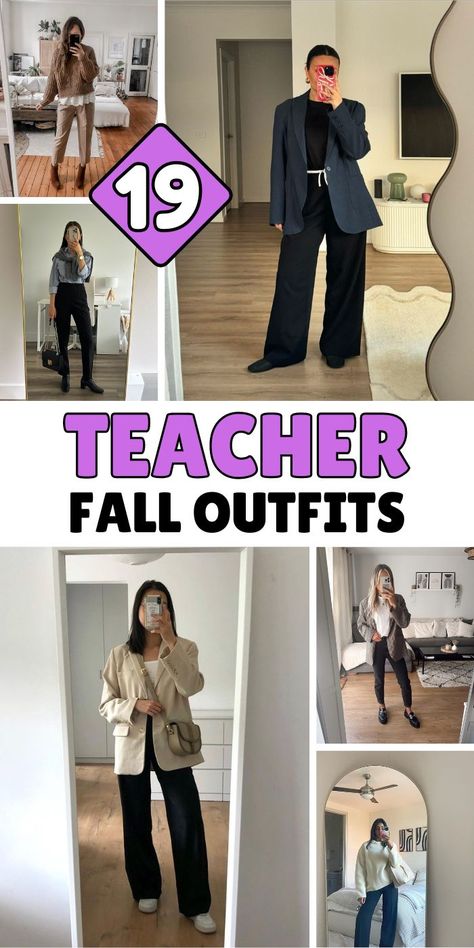 Stay comfy and chic with these teacher-approved outfit ideas! We know teaching means long days and lots of movement, and these outfits have got you covered. From the timeless charm of a plaid blazer and black jeans combo to the cozy warmth of a green coat and brown boots, these looks balance functionality with aesthetic appeal. Perfect for those seeking inspo casual, these outfits are great for fall transition and cozy fall outfits, ensuring you look polished while feeling comfortable all day long. Transform your teacher wardrobe with these easy, stylish picks! Cool Outfits For Teachers, Fall Outfits Teachers Business Casual, Teacher Outfits With Boots, Boots Professional Outfit, Teacher Outfits High School Fall, Teaching Outfits 2024, Teacher Fall Outfits 2024, Trendy Teacher Outfits 2024, Warm Teacher Outfits