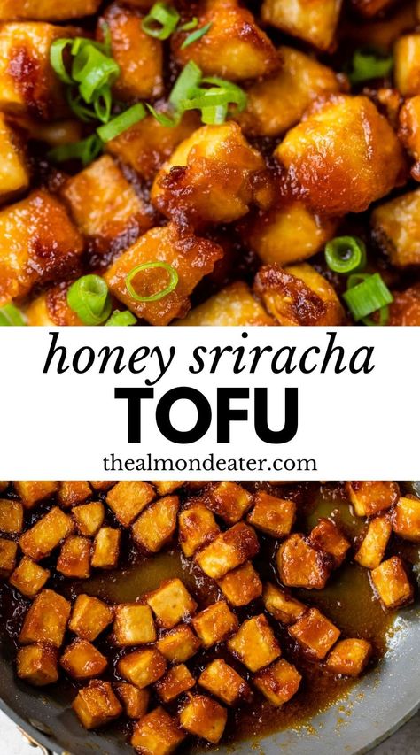 Honey Sriracha Tofu, Sriracha Tofu, Tofu Cubes, Honey Sriracha Sauce, Tofu Sauce, Tofu Recipes Healthy, Tofu Recipes Vegan, Tofu Recipe, Tofu Dishes