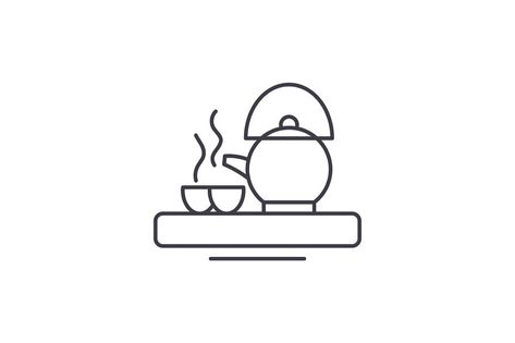 Asian tea line icon concept. Asian tea vector linear illustration, sign, symbol Tea Symbol, Tea Ceremony Japan, Tea Icon, Steam Logo, Tea Vector, Form Studies, Linear Illustration, Asian Tea, Japan Logo