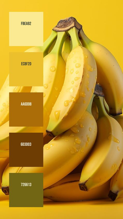 Colors:
FBEA92
ECBF2D
AA6D08
6D3D03
726613 Yellow Mustard Color Palette, Color Palate Canva, Banana Color Palette, Yellow Brand Color Palette, Yellow And Brown Color Palette, Yellow Color Palette Colour Schemes, Yellow Moodboard Aesthetic, Food Color Palette, Matching Color Palette