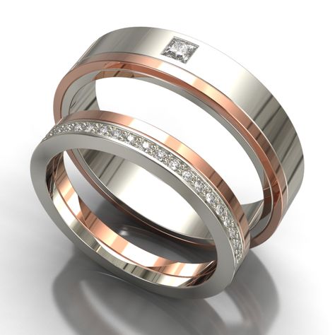 Rose Gold Wedding Ring Sets, Wedding Rings Sets His And Hers, Couple Bands, Matching Promise Rings, Couple Ring Design, Rings Sets, Engagement And Wedding Rings, Her Ring, Platinum Rose Gold