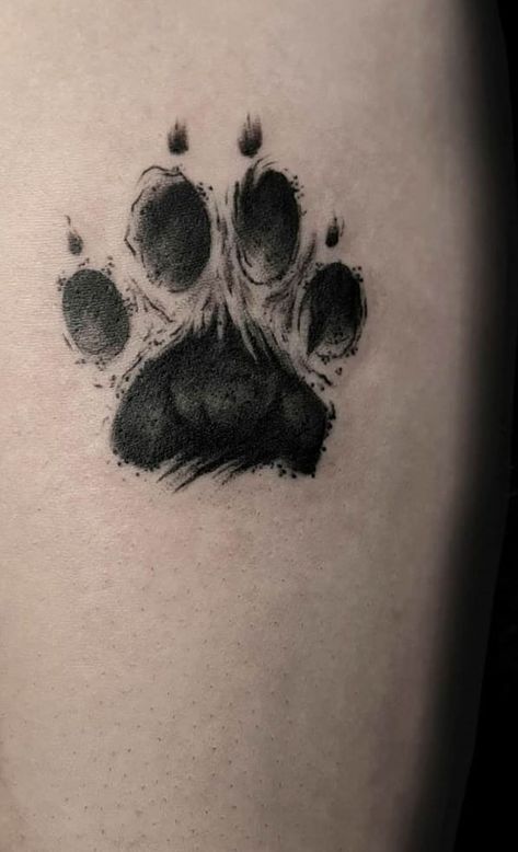 Dog Paw Tattoos For Women Ankle, Men’s Dog Tattoos, Husky Paw Print Tattoo, Labrador Paw Tattoo, Paw Print Tattoo Dog Outline, Animal Paw Tattoo, Cool Dog Tattoos, Tattoo For Dog Lovers, Dog Paw Tattoo For Men