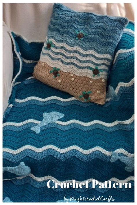 Nature Themed Room, Beach Blanket Crochet, Baby Crochet Blanket Free, Crochet Blanket Free Pattern, Crochet Blanket Free, Baby Crochet Blanket, Crochet Sea Creatures, Baby Afghan Crochet Patterns, Baby Boy Crochet Blanket