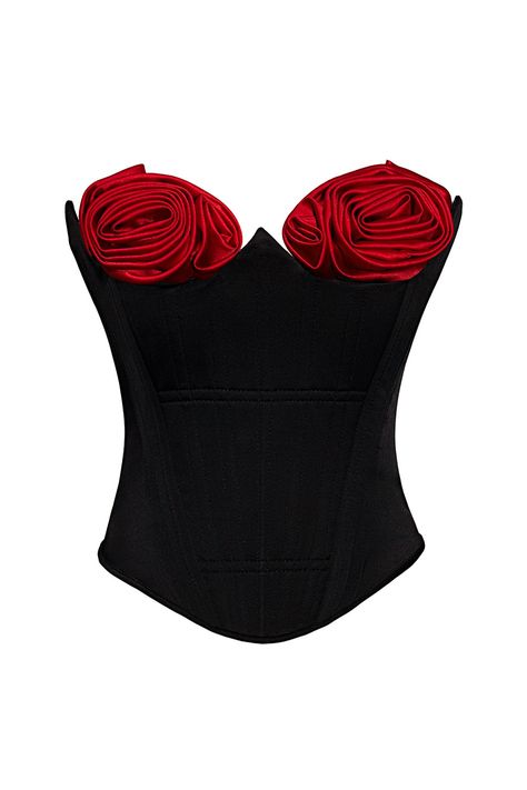 Marilyn Corset - Black with Red Roses - Cristina Savulescu Rose Corset, Black And Red Roses, Birthday Fits, Black Corset Top, Dark Outfits, Fashion Design Drawings, Black Corset, Stage Outfits, Corset Top