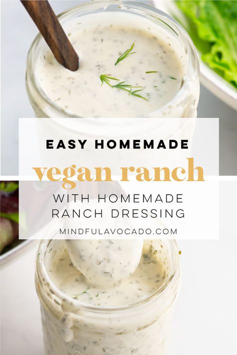 Healthy Homemade Ranch Dressing, Healthy Homemade Ranch, Homemade Vegan Ranch Dressing, Dairy Free Ranch Dressing, Vegan Ranch Dressing, Peach Kitchen, Vegan Salad Dressing, Vegan Dressing, Ranch Dressing Recipe