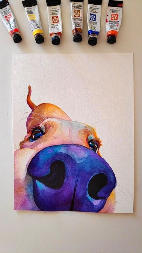 Sam Coleman (@doggodrawings_) • Instagram photos and videos Cool Painting Videos, How To Paint A Dog, How To Paint A Cow, Pet Painting Ideas, Animal Painting Ideas, Painting Ideas Animals, Picture Of Animals, Animal Drawing Ideas, Colorful Animal Art