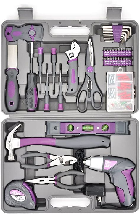 Amazon.com: Werktough 44PCS 3.6V/4V Cordless Screwdriver Tool Kit Set Pink Color Tools Lady Tools Kit Home Repair Set Toolbox Hand Tool Kit Storage Case Gift Set LADYCRAFT : Tools & Home Improvement Pink Tool Set, Pink Tools, Hand Tool Kit, Screwdriver Tool, Household Tools, Kit Home, Graduation Gifts For Her, Home Tools, Hand Tool