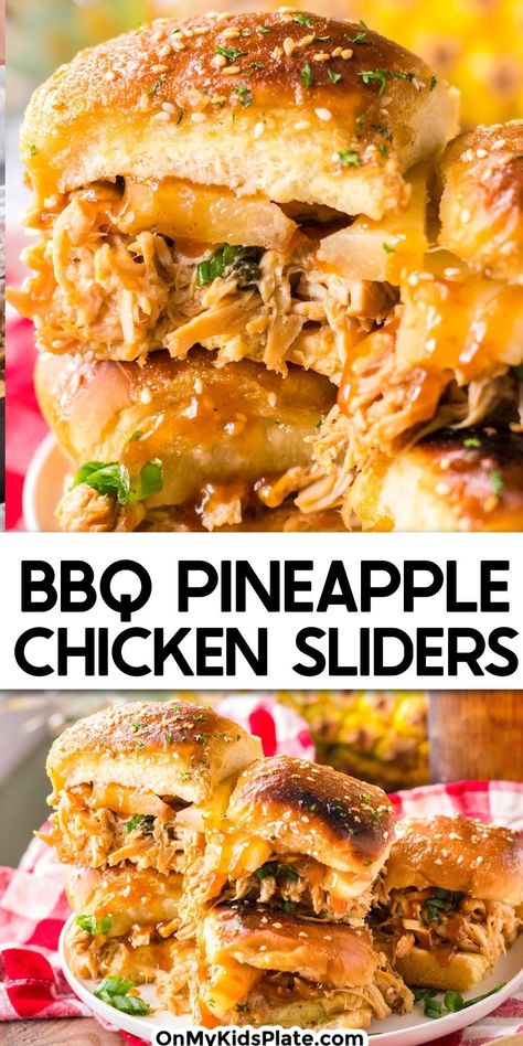 Slider Sunday, Sliders With Hawaiian Rolls, Slider Burgers, Bbq Pineapple Chicken, Bbq Pineapple, Sliders Recipes Hawaiian Rolls, Sliders Recipes, Sliders Recipes Chicken, Bbq Chicken Sliders