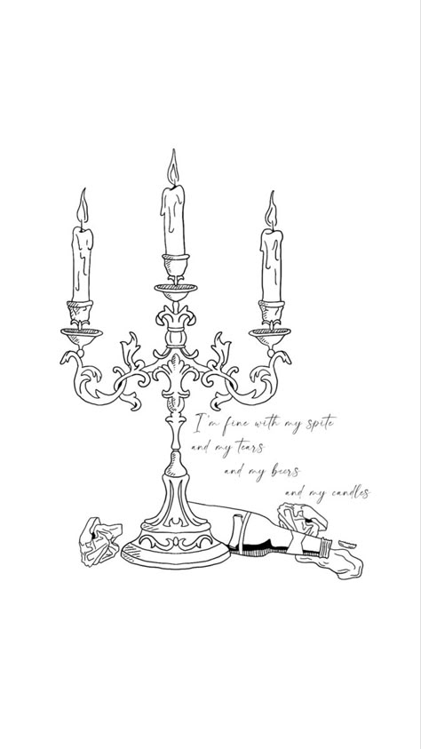 Candelabra Tattoo Design, Candelabra Drawing, Chandelier Drawing, Candelabra Tattoo, Birdcage Drawing, Candlestick Tattoo, Chandelier Tattoo, Tattoo Portfolio, 1 Tattoo