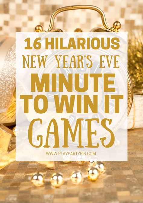 16 hilarious minute to win it games that are perfect for a New Year's Eve party! Tons of great New Year's Eve party games including some of the best New Year's Eve games I've ever seen. I can't wait to try #12! Nye Games, Kids New Years Eve, Wedding Party Games, New Year's Eve Activities, New Years Eve Games, New Years Eve Day, New Years Eve Food, New Year's Games, Eve Game