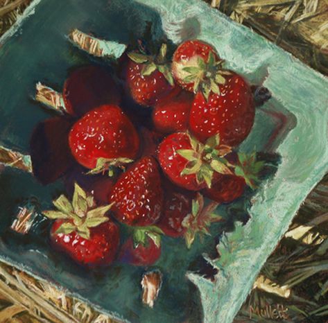 Strawberry Art, Arts Gallery, Still Life Fruit, Food Painting, Still Life Oil Painting, Fruit Painting, Strawberry Fields, Daily Painting, Painting Still Life